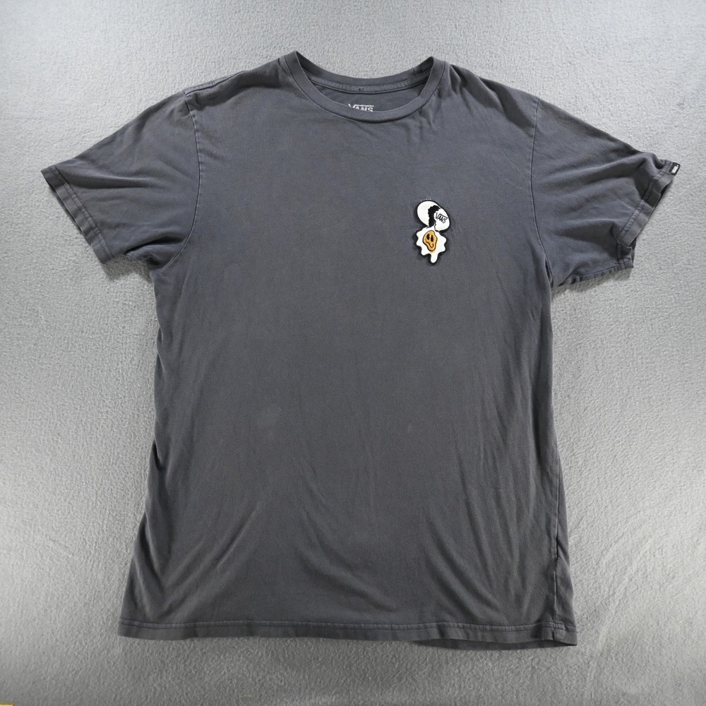 Vans Mens Slim Fit Melting Smiley Face Graphic T-Shirt Large Charcoal Gray